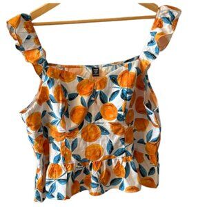 SHEIN | Citrus Print | Ruffle Strap Peplum Top | 3XL Plus